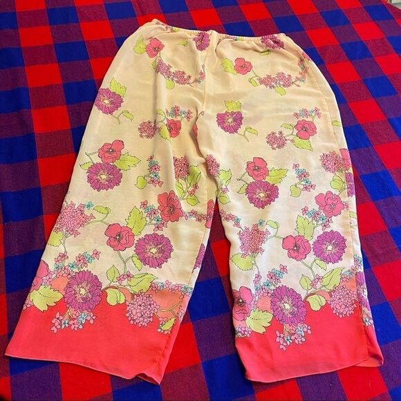 Josie Sheer Floral Pink Pajama Pants Size Large - Picture 7 of 7